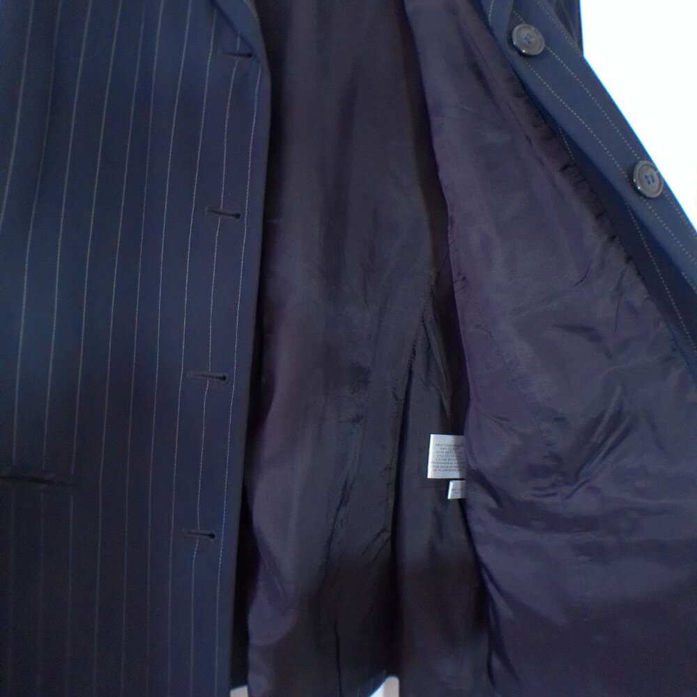 Vintage Jacqueline Ferrar Navy Pinstripe Suit Set Women’s Size 12 USA Made 90s